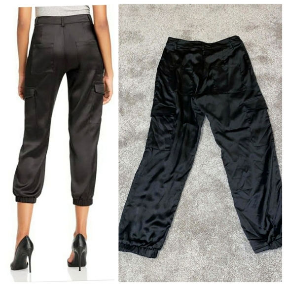 Aqua Satin Cargo Jogger Pants - Picture 2 of 13